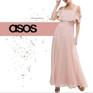ASOS Cami Cold Shoulder Flutter Sleeve Maxi Dress